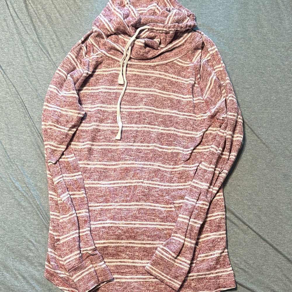 Ultra Flirt Maroon Striped Cowl Neck Sweater